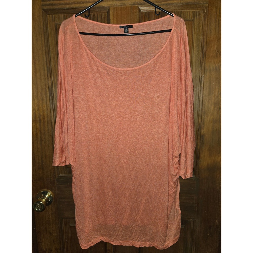 Lafayette 148‎ New York Coral Orange Dolman Sleeve Tunic Top Plus Size 2X